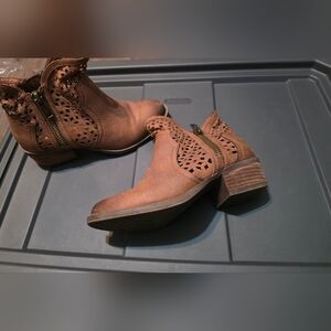 Brown Ankle Boots with Cutout Design